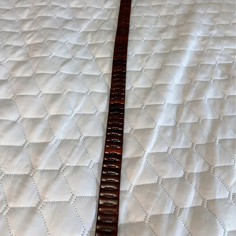 Wooden Link Belt Womens XL 52 Inch Dark Brown Good Boho Earthy Vintage